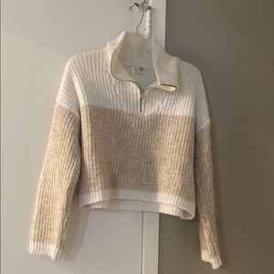 Jessica Simpson Cream and Tan Cowl Neck Sweater